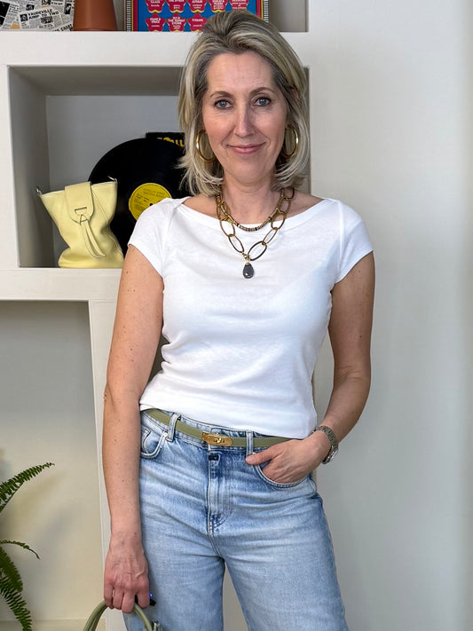 Yaya T-Shirt Rib Wit - Peet kleding