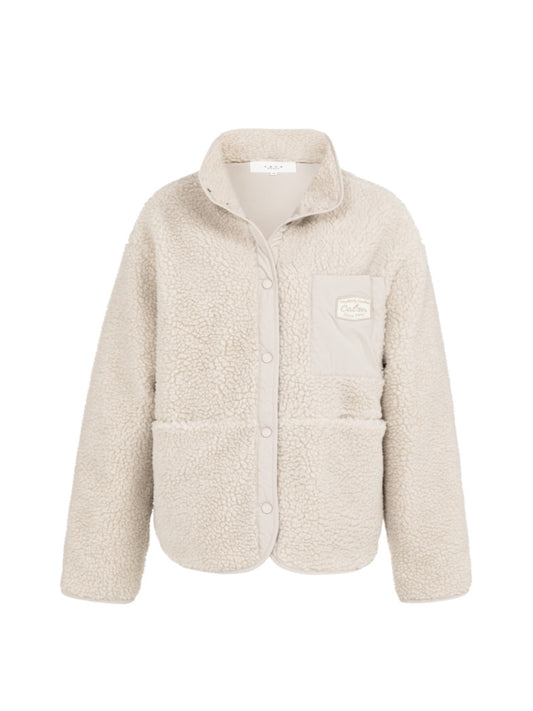 Yaya Teddy Jacket Grijzig Zand
