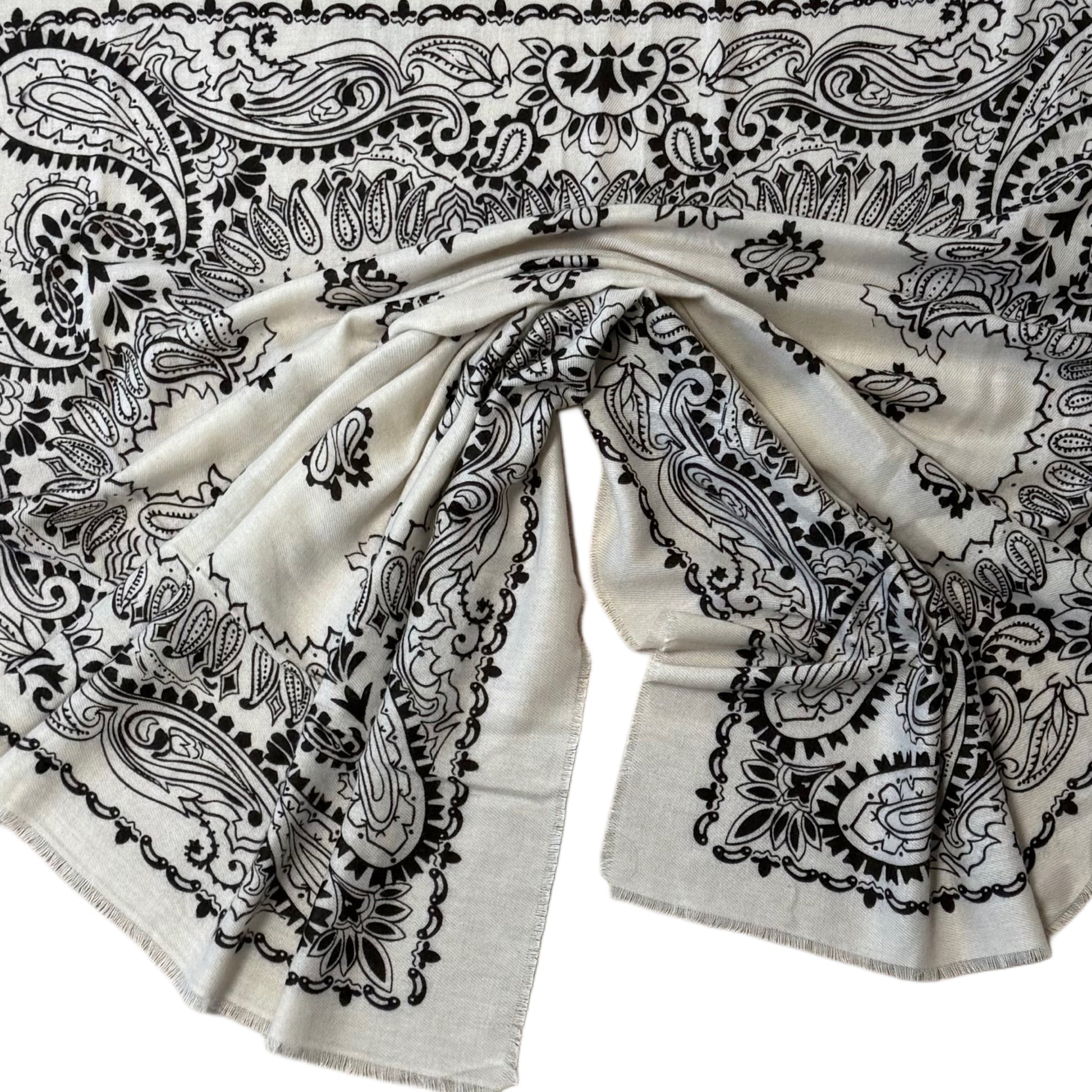 Sjaal Paisley Soft Offwhite - Peet kleding