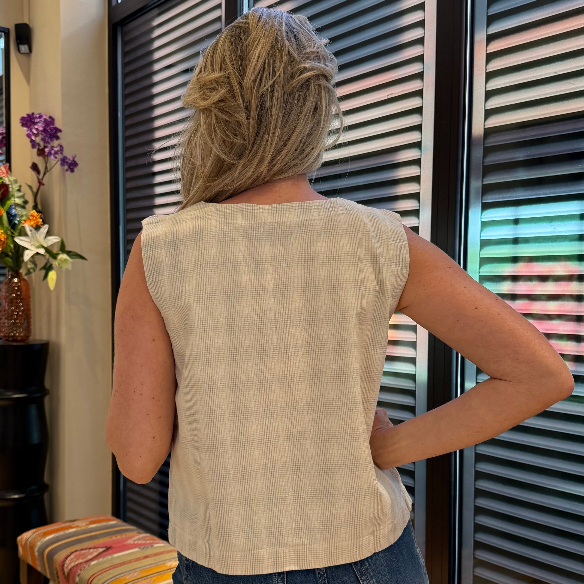Ichi Gilet Saffron Ruit Zand - Peet kleding