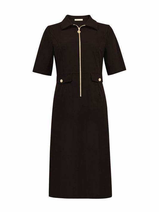 Triple Nine Travel Jurk Celin Donkerbruin - 51808 - Peet kleding