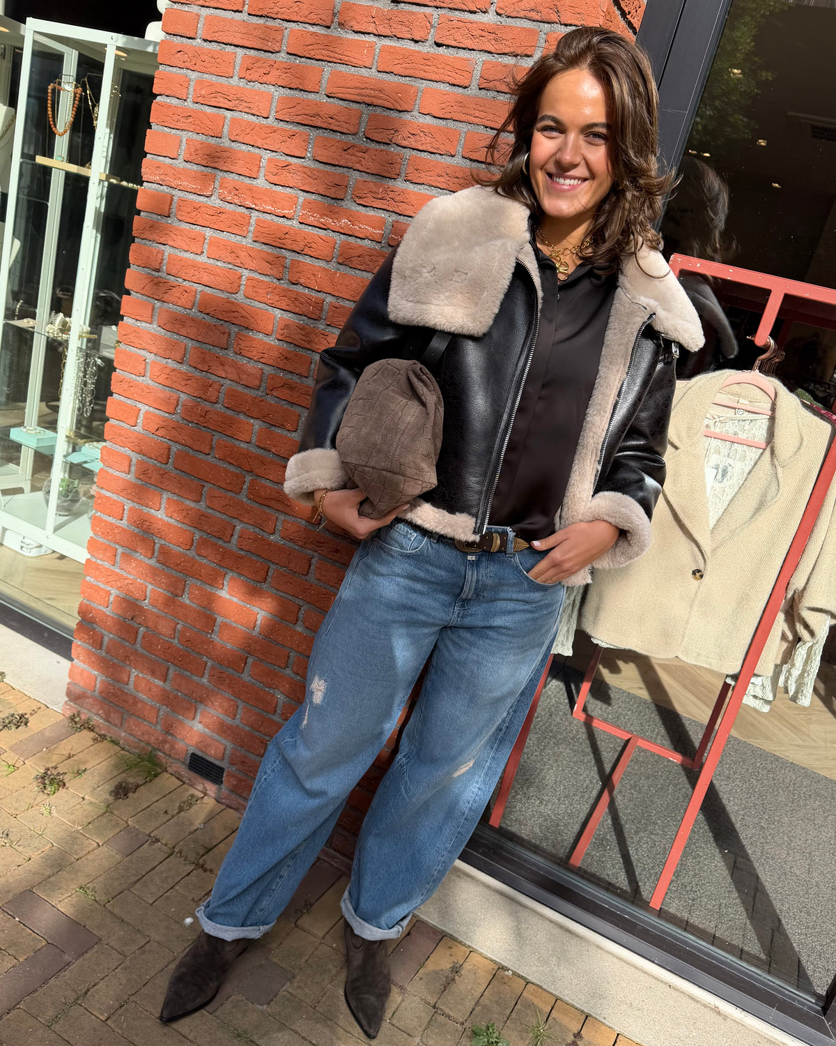 With Black Pop Aviator Jacket Chocolate - Peet kleding