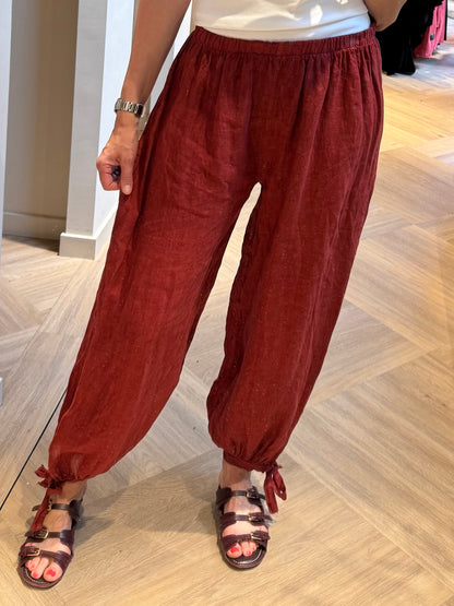 Broek Lea Linnen Balloon Bordeaux