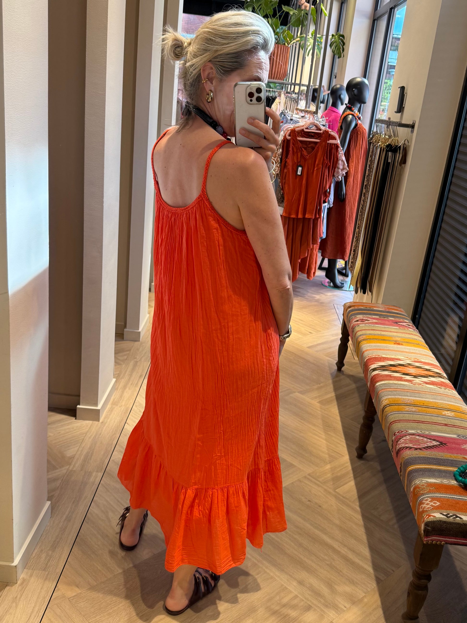 Jurk Charmaine Silky Oranje - Peet kleding