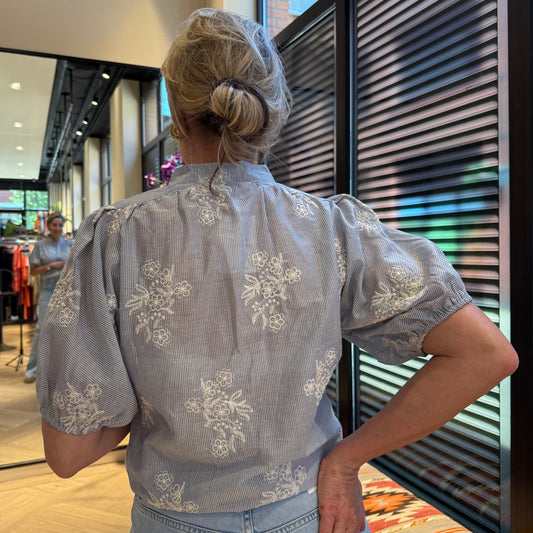 Blouse Flow Blauw Wit - Peet kleding
