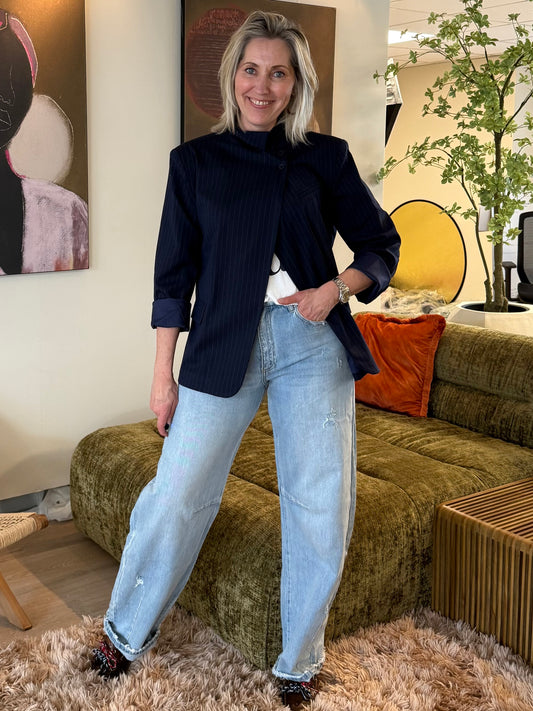 Ambika Blazer Igone Krijtstreep Navy - Peet kleding