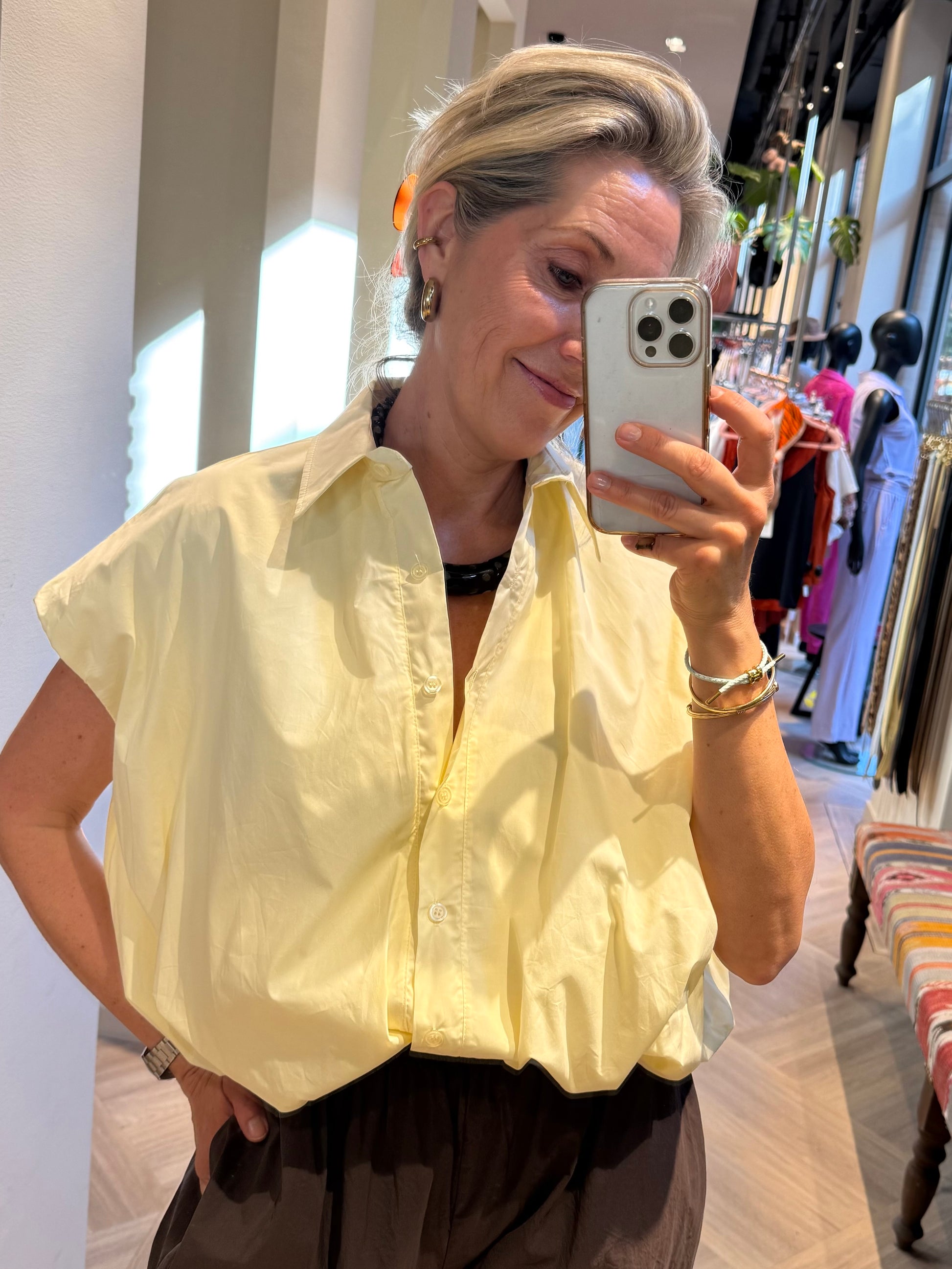 Ambika Blouse Boxy Zachtgeel - Peet kleding