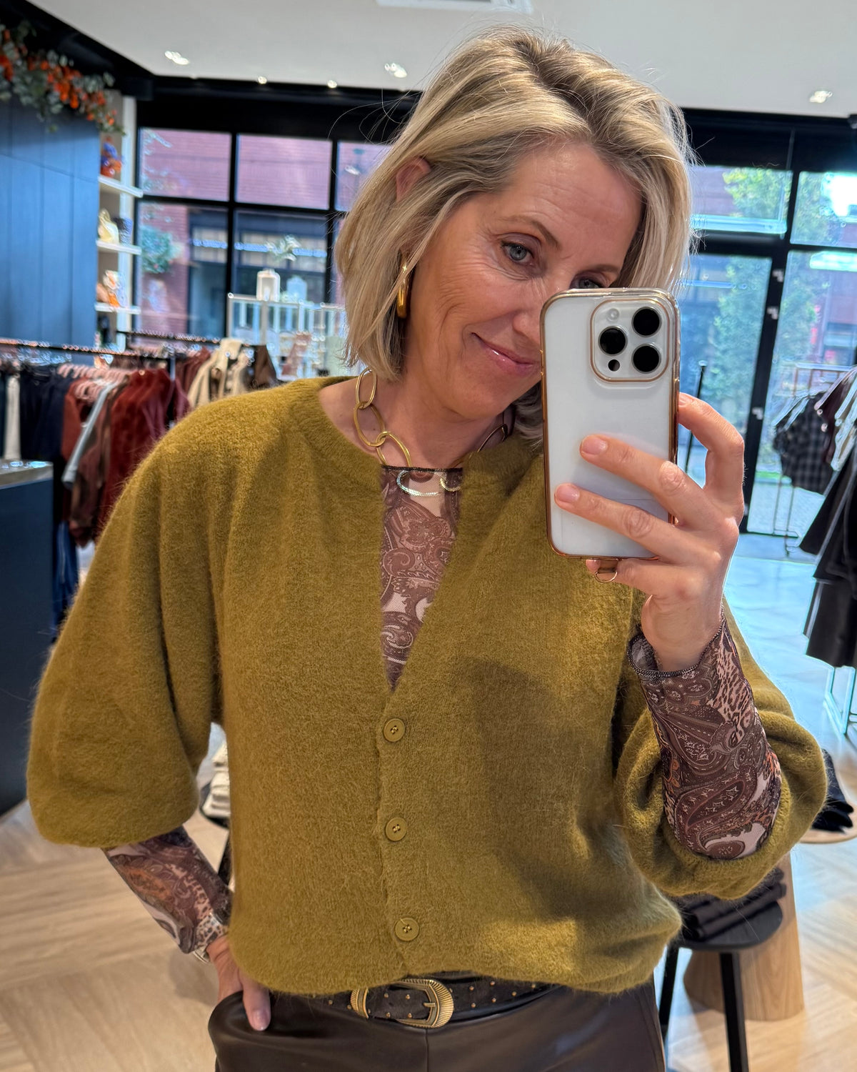 Top Riva Mesh Paisly Bruin - Peet kleding