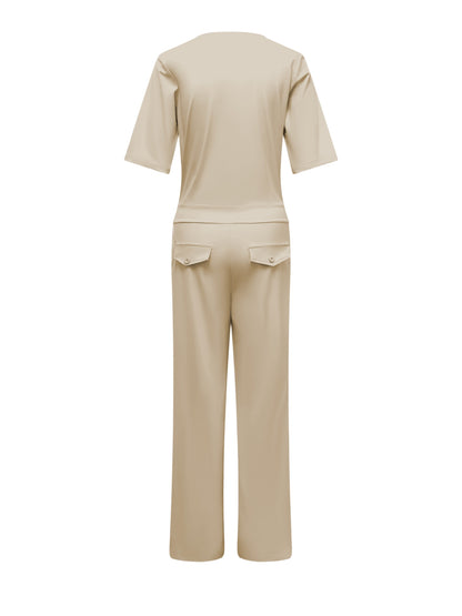 Triple Nine - Travel Jumpsuit Mila Beige - 51908 - Peet kleding