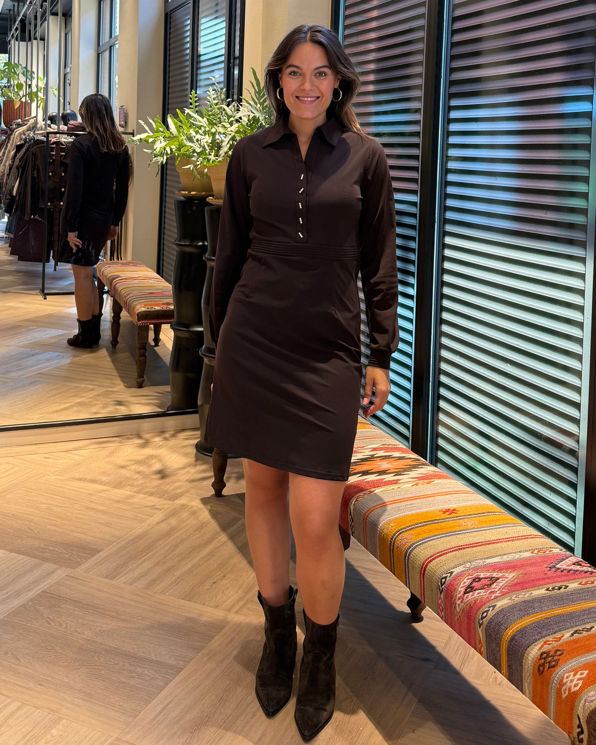 Triple Nine - Travel Jurk Marin Donkerbruin - 51839 - Peet kleding