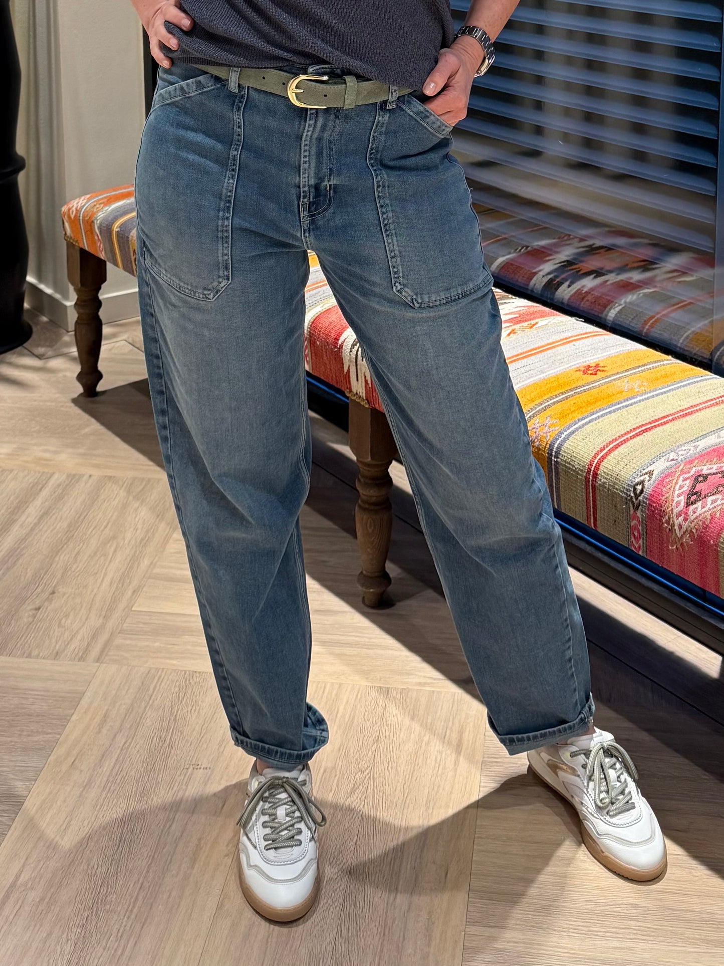 Yaya Cargo Broek Denim - Peet kleding