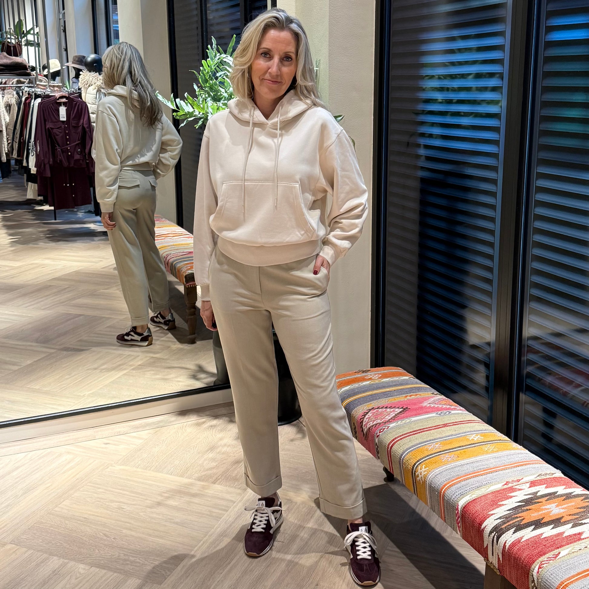 Yaya Hoodie Sweater Ecru - Peet kleding