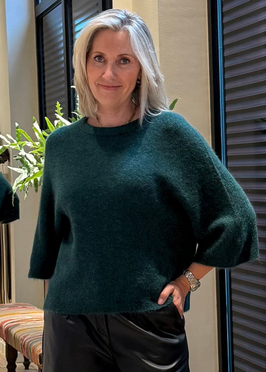 Alpaca Top Silvi Flessengroen - Peet kleding