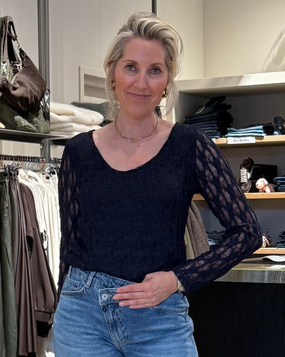 Triple Nine - Kanten Top Lucy Navy - Peet kleding