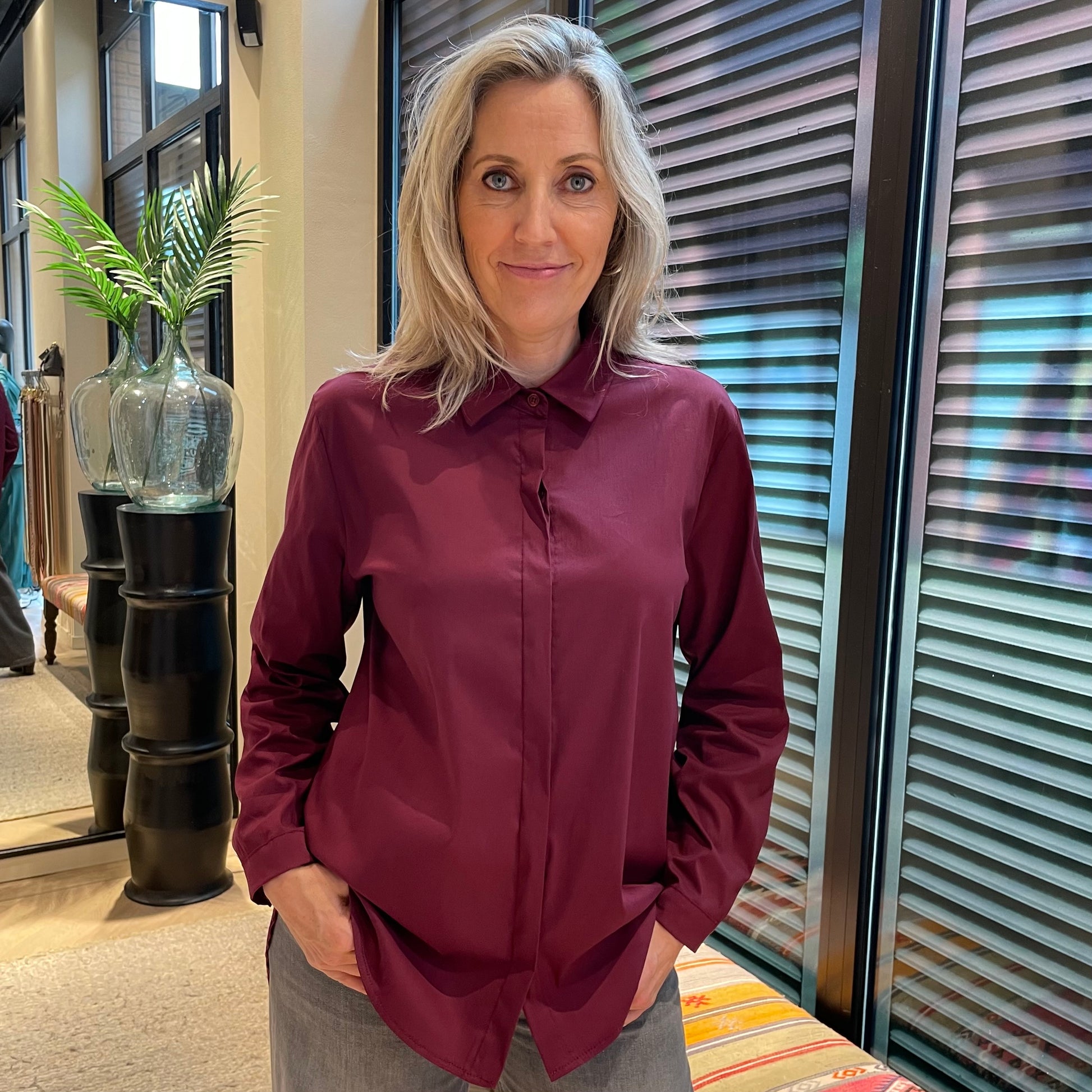 Blouse Lisa Basis Burgundy - Peet kleding