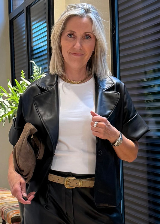 Faux Leather Jack Jona Zwart - Peet kleding