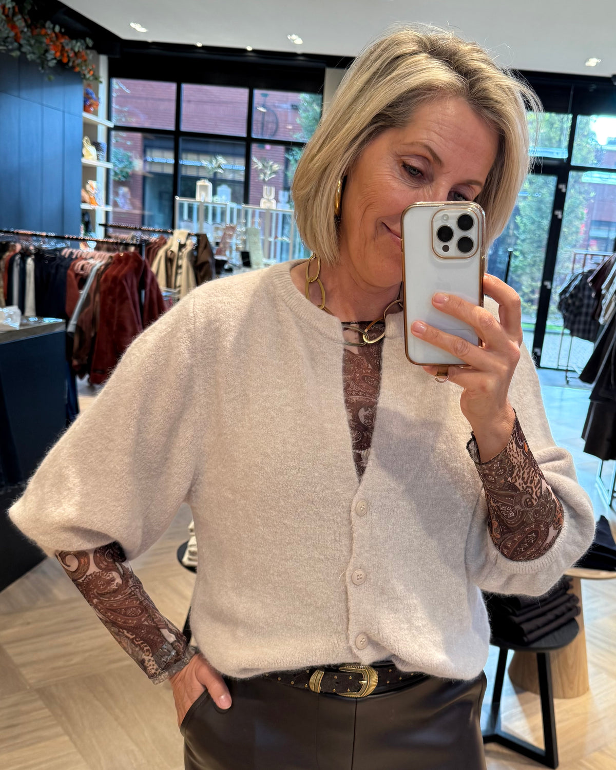 Top Riva Mesh Paisly Bruin - Peet kleding