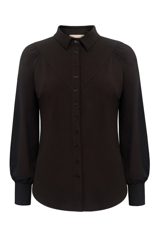 Triple Nine - Travel Blouse Moon Donkerbruin - 5919 - Peet kleding