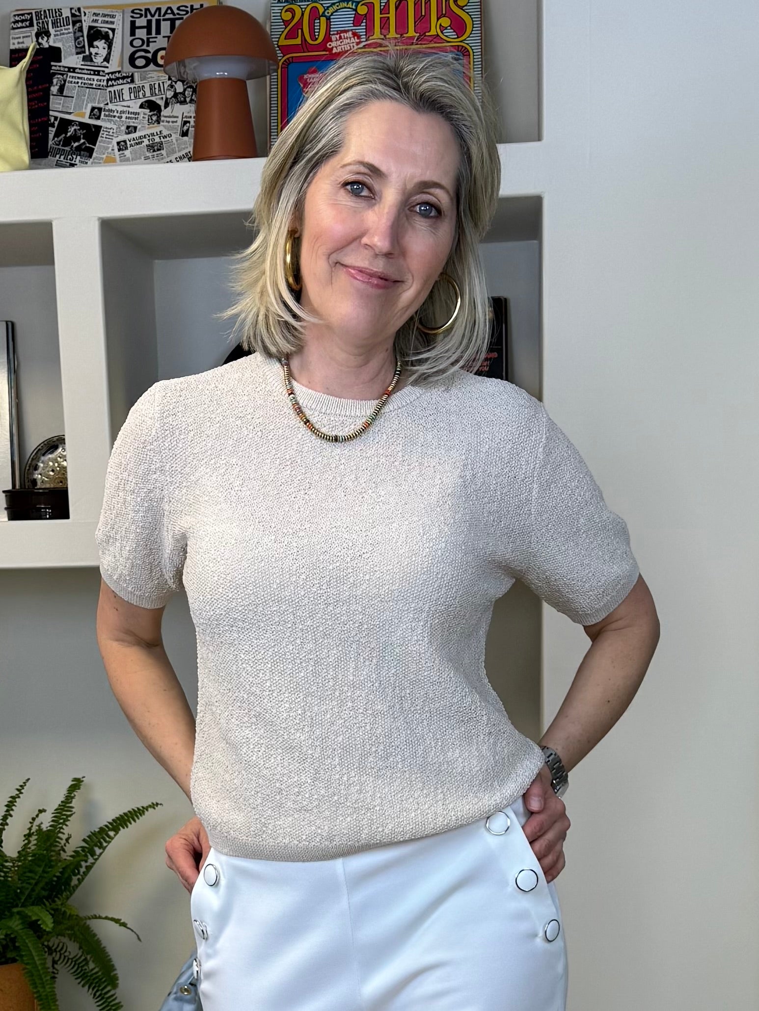 Yaya Trui Korte Mouw Beige - Peet kleding