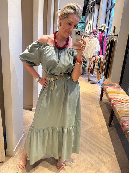 Jurk Roos Olijfgroen - Peet kleding