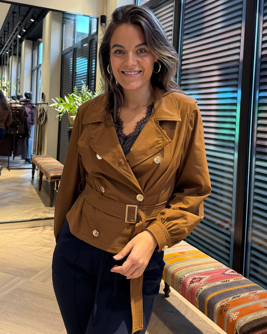 Triple Nine - Travel Jas Trench Caramel - 92414 - Peet kleding