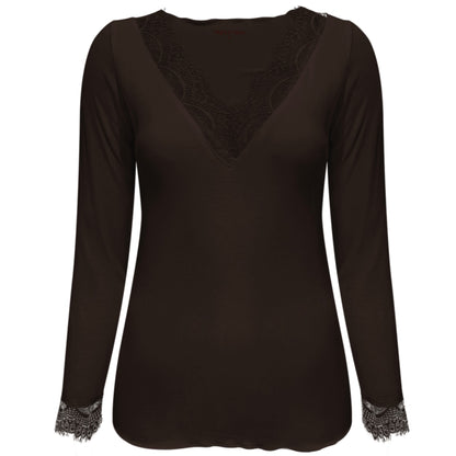 Triple Nine - Cashmere Top Lou Lou Donkerbruin - 9003 - Peet kleding
