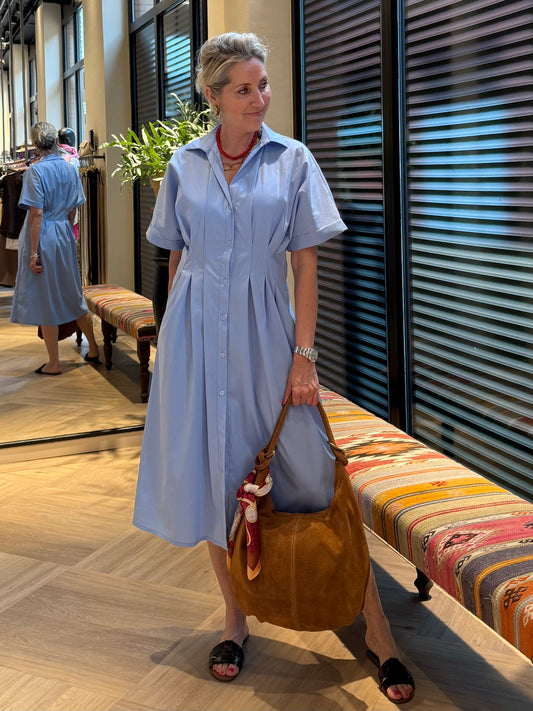 Jurk Pamela Katoen Blauw - Peet kleding
