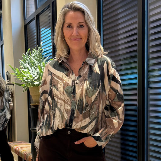 Blouse Filly Print Army Groen - Peet kleding
