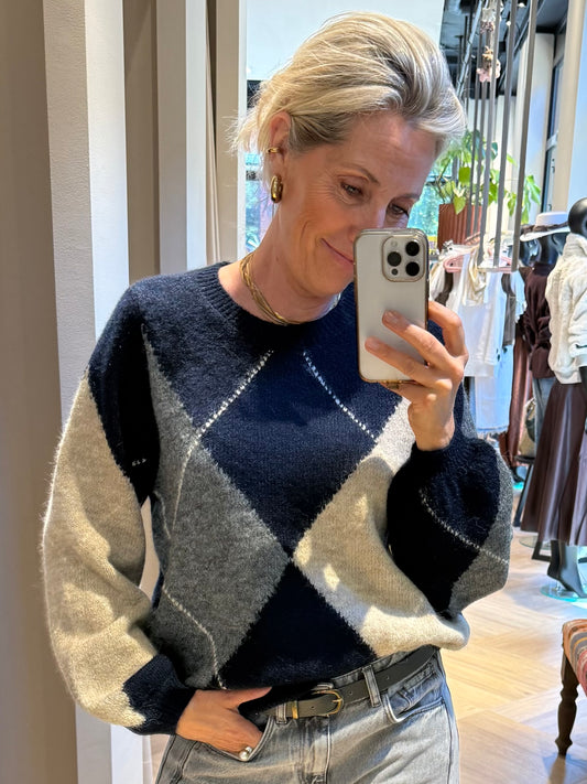 Red Button Trui Argyle Indigo - Peet kleding