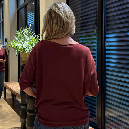 Top Joy V-hals Bordeaux - Peet kleding