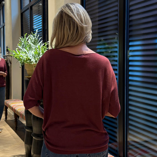 Top Joy V-hals Bordeaux - Peet kleding