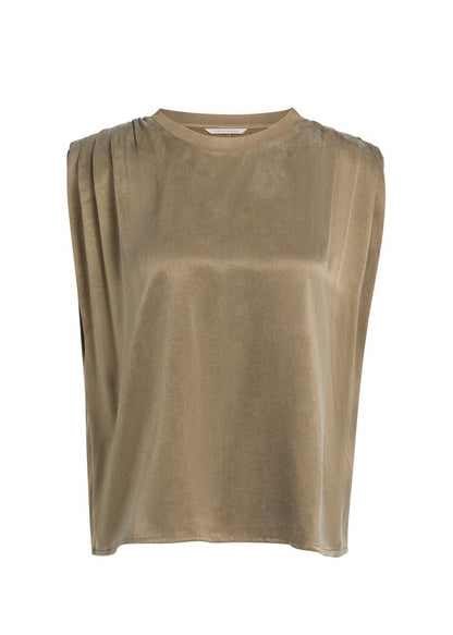 Yaya Top Silk Teak Brown