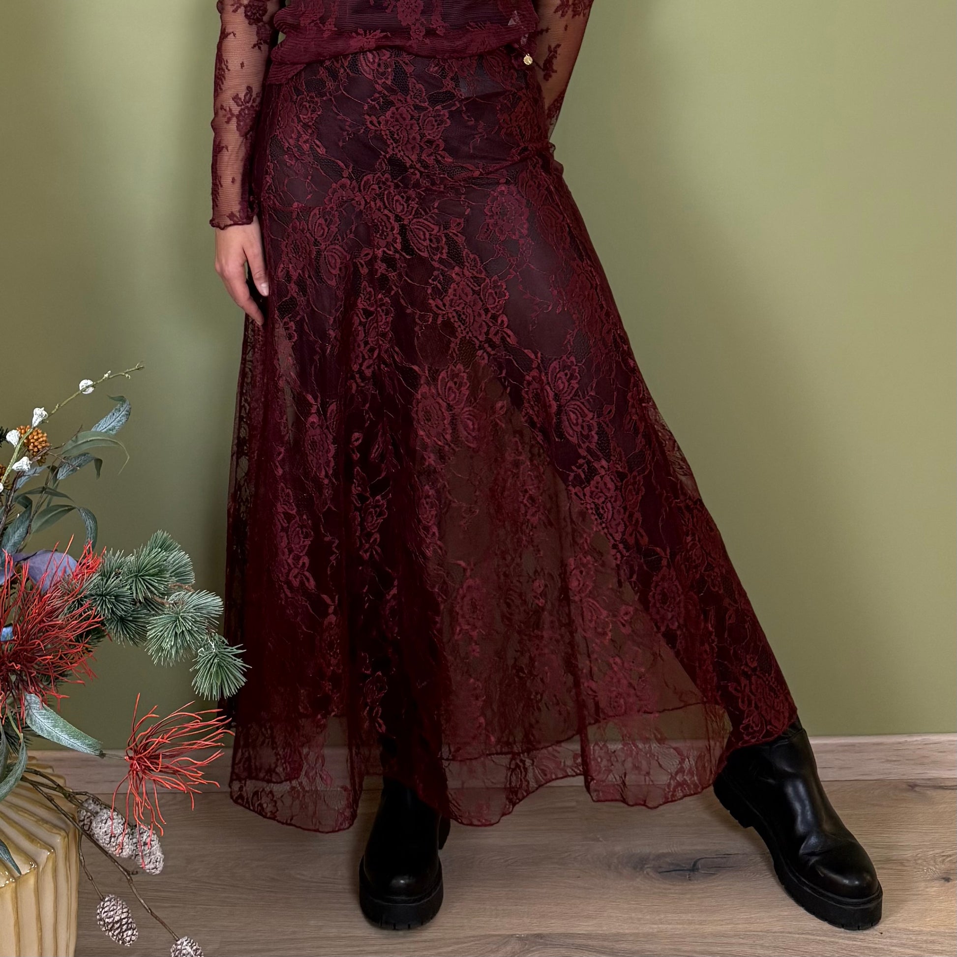 Ambika Rok Kant Bordeaux - Peet kleding