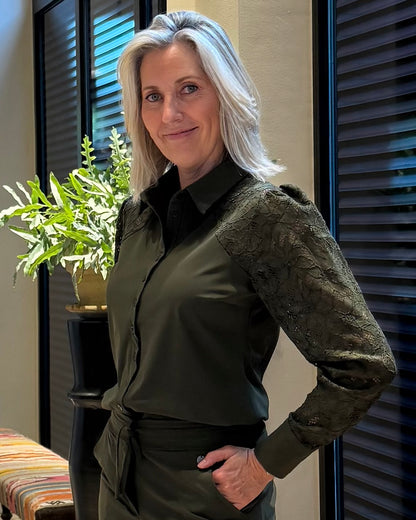 Triple Nine - Travel Blouse Milou Olijfgroen - 5954 - Peet kleding