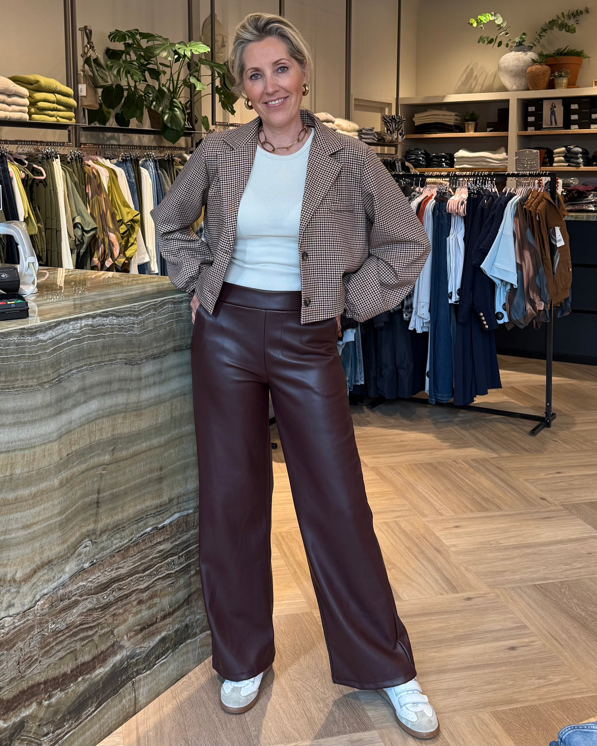 Broek Sarah Leather Bordeaux