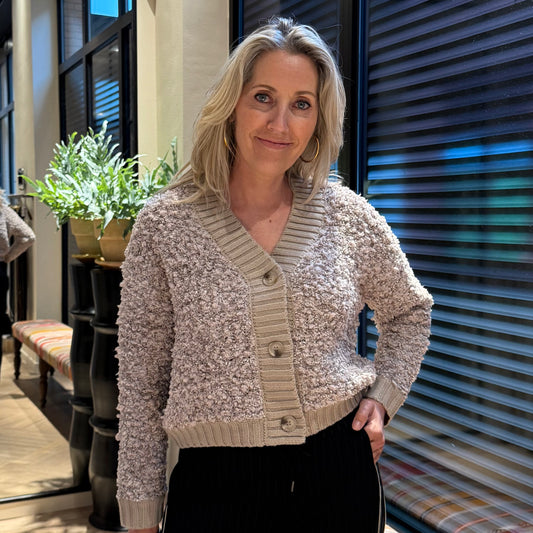 Zhrill Vest Gloria Bouclé Taupe - Peet kleding