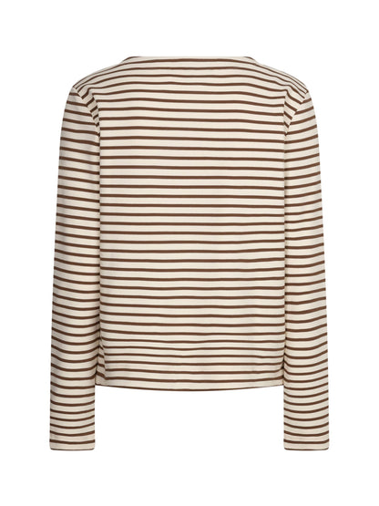Red Button Shirt Terry Stripe Creme Praline - Peet kleding