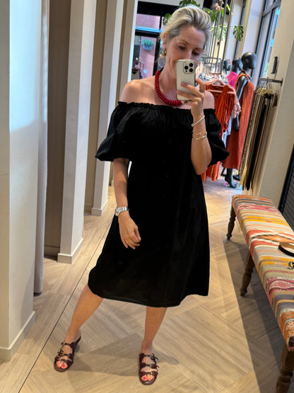 Jurk Claire Offshoulder Zwart - Peet kleding