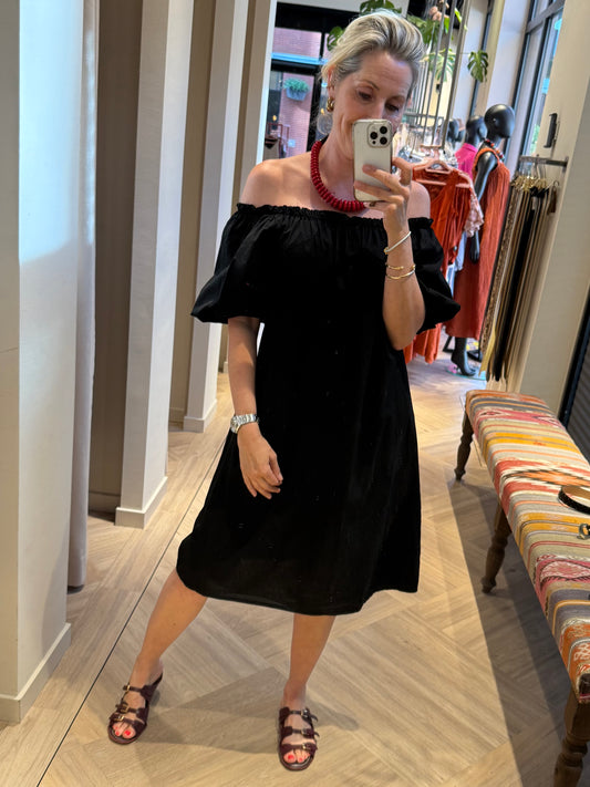 Jurk Claire Offshoulder Zwart - Peet kleding