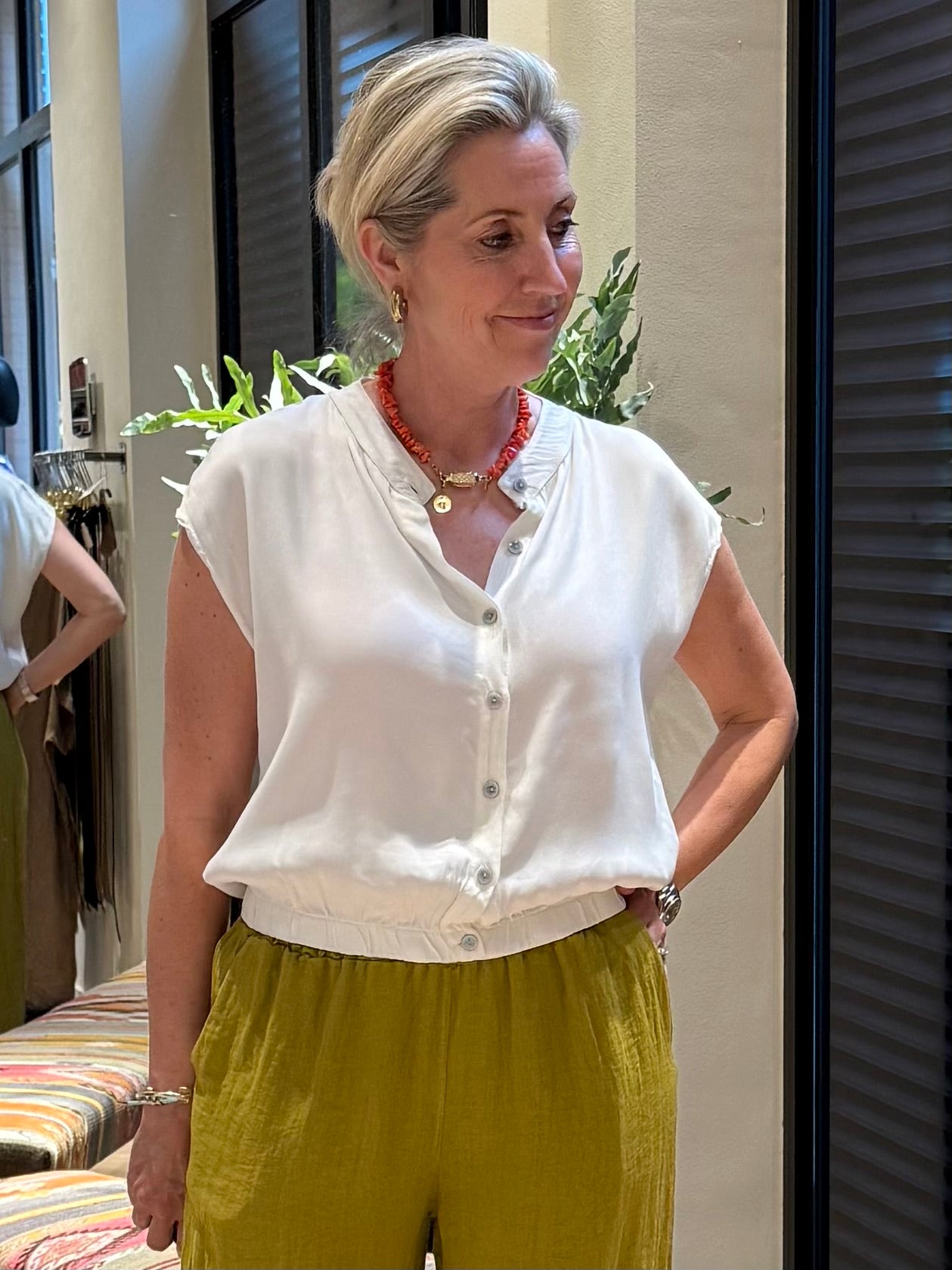 Blouse Anne Silk Offwhite - Peet kleding