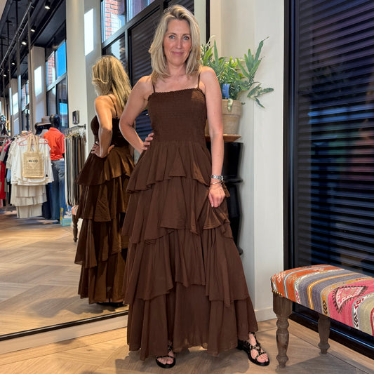 Jurk Maartje Roezels Bruin - Peet kleding
