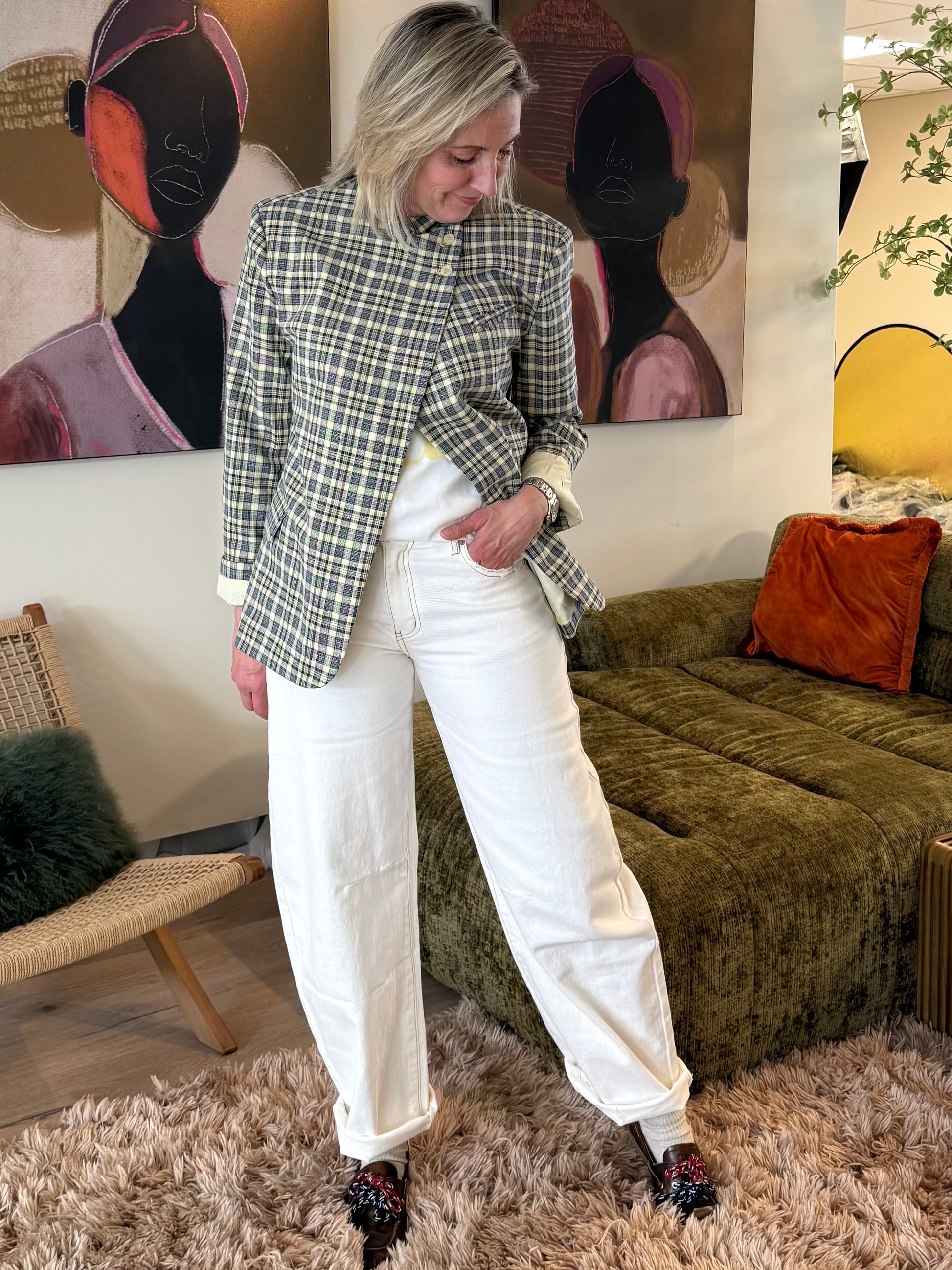 Barrel Jeans Beau Offwhite - Peet kleding