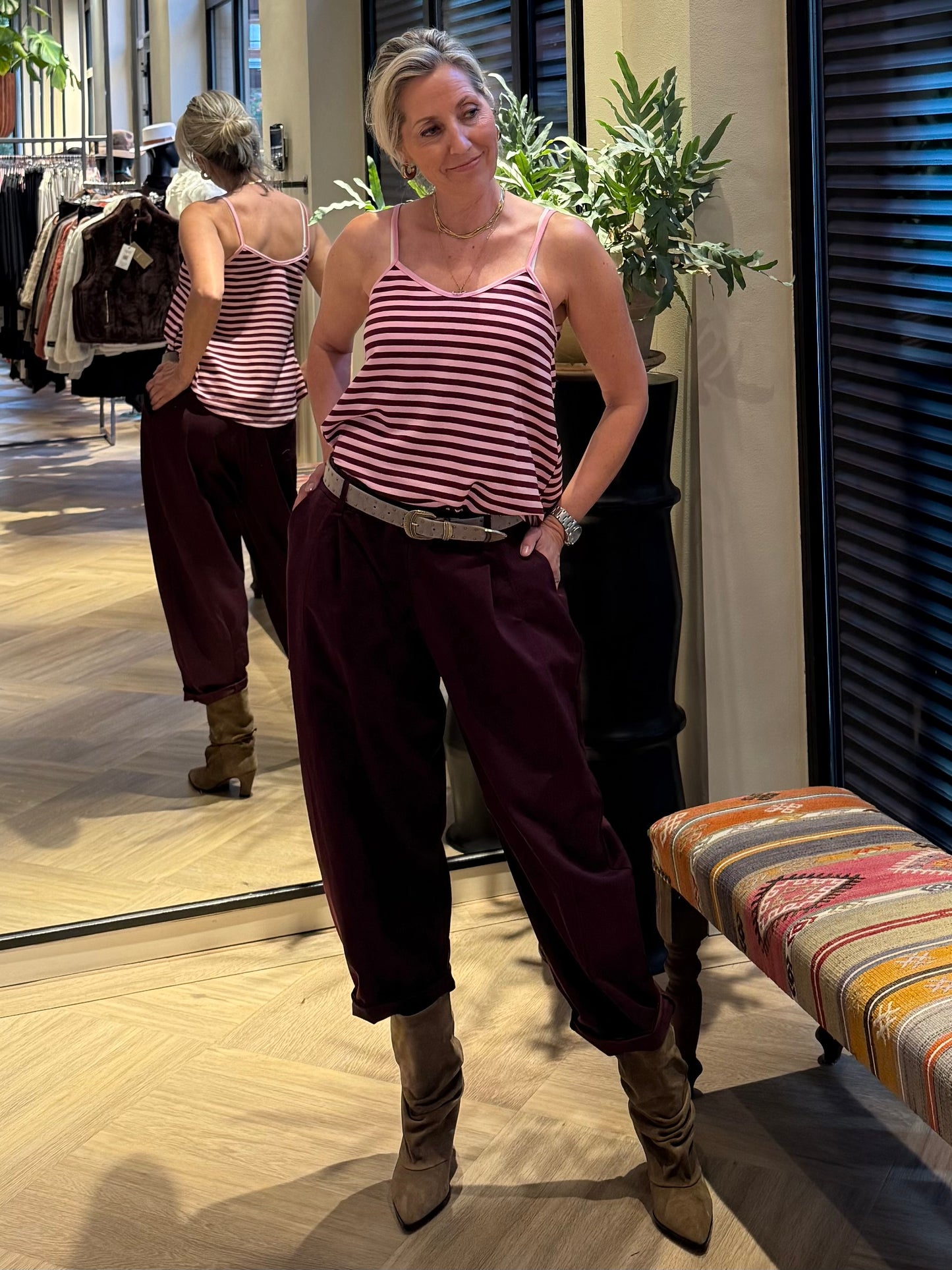 Top Jo Streep Aubergine Roze