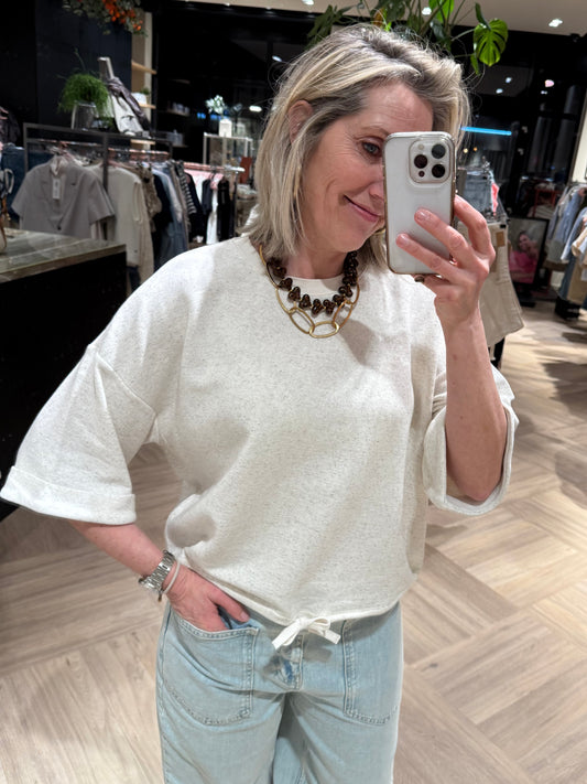 Yaya Sweater Omslag Mouw Ivory - Peet kleding