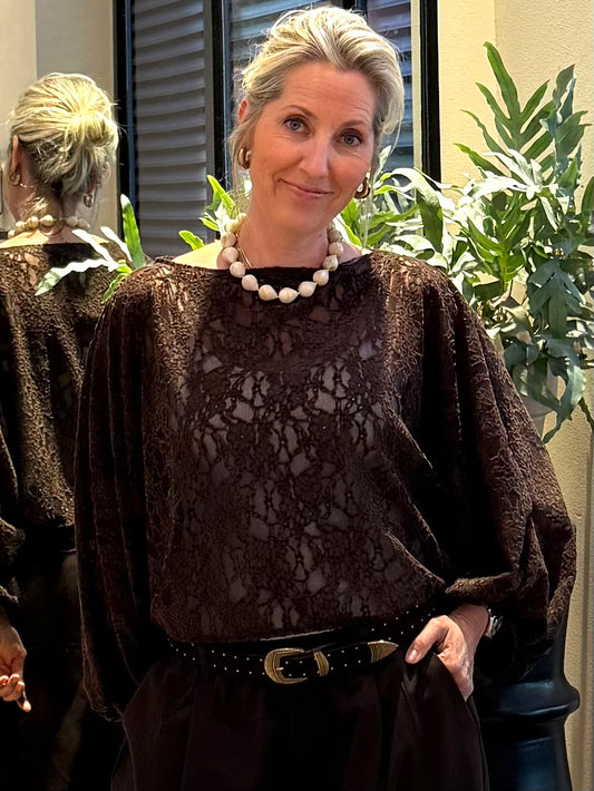 Top Merel Kant Bruin - Peet kleding