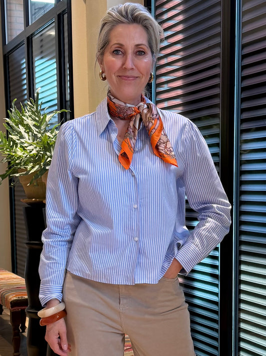 Rino & Pelle Blouse Felise Blauw Gestreept - Peet kleding