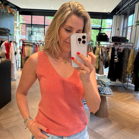 Triple Nine Top Lurex Koraal - Peet kleding