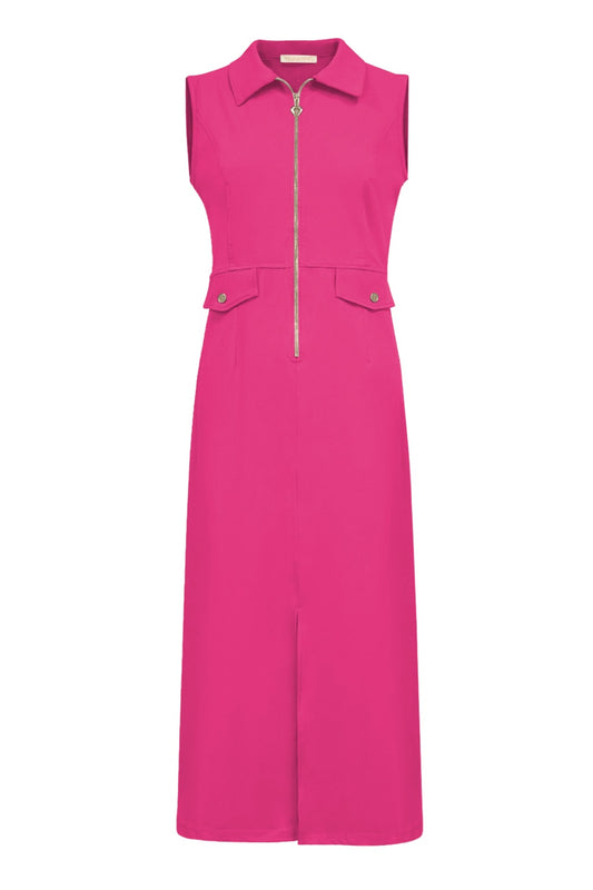 Triple Nine Travel Jurk Melina Fuchsia - 51806 - Peet kleding