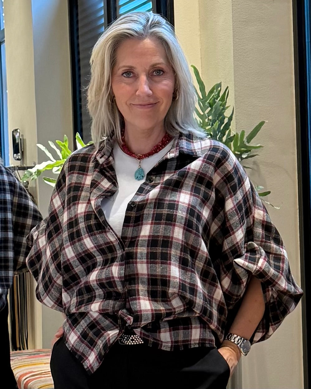 Blouse Rosa XL Ruiten Zwart Rood - Peet kleding