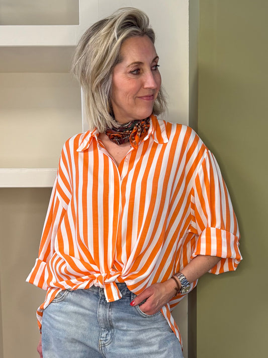 Blouse Moos Streep Oranje - Peet kleding